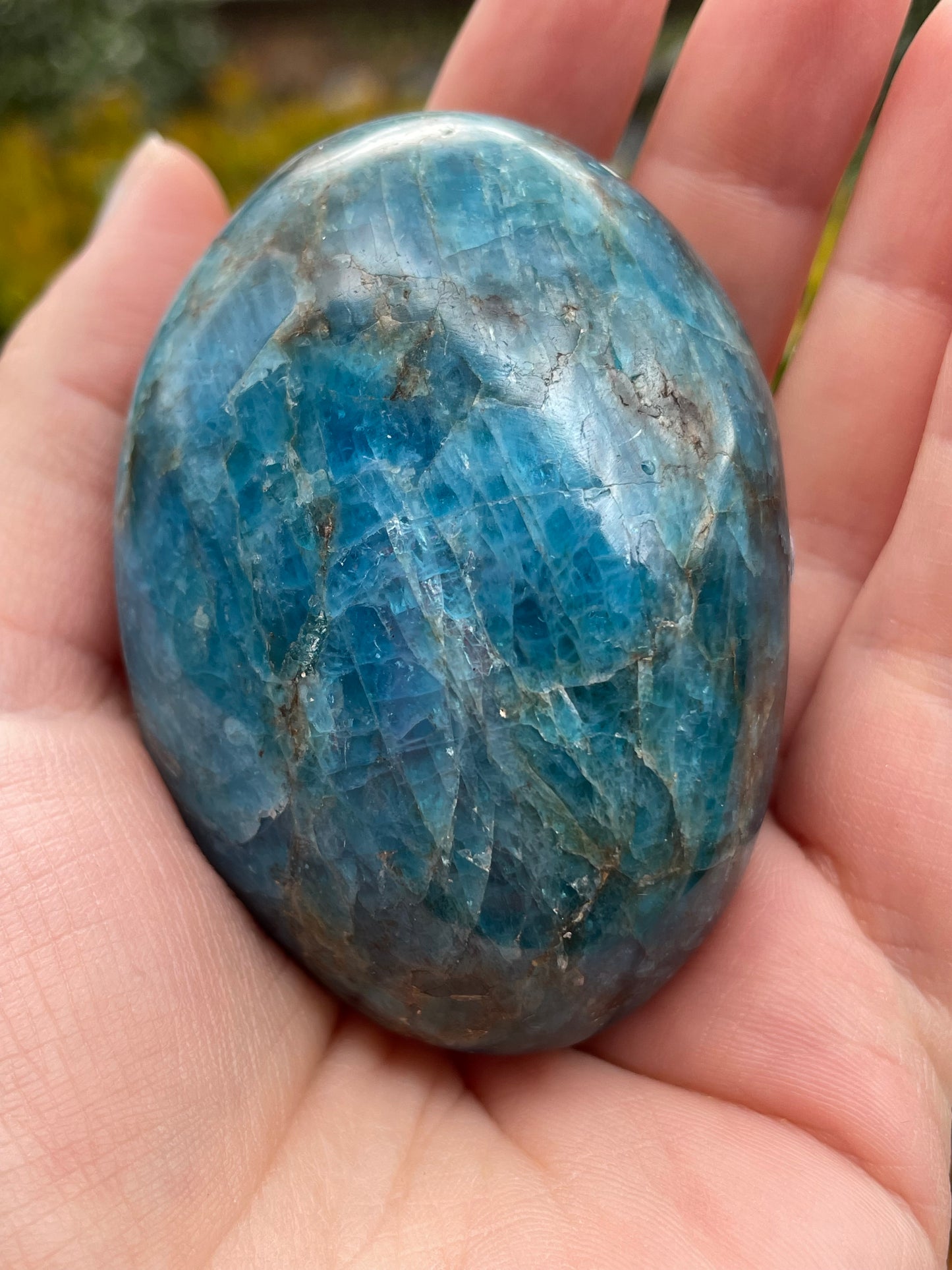 Blue Apatite Crystal Palm Stones
