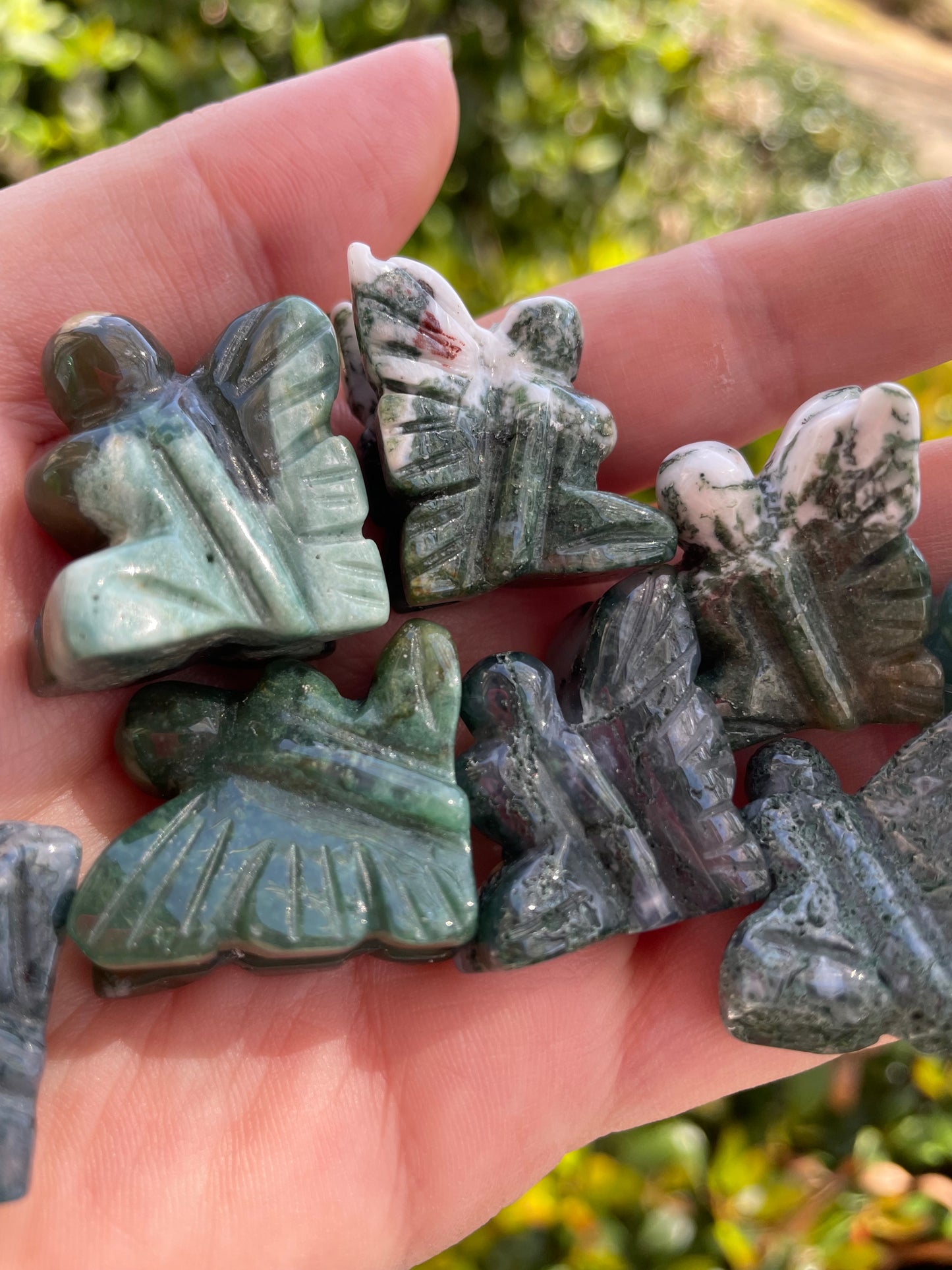Moss Agate Fairy Carvings