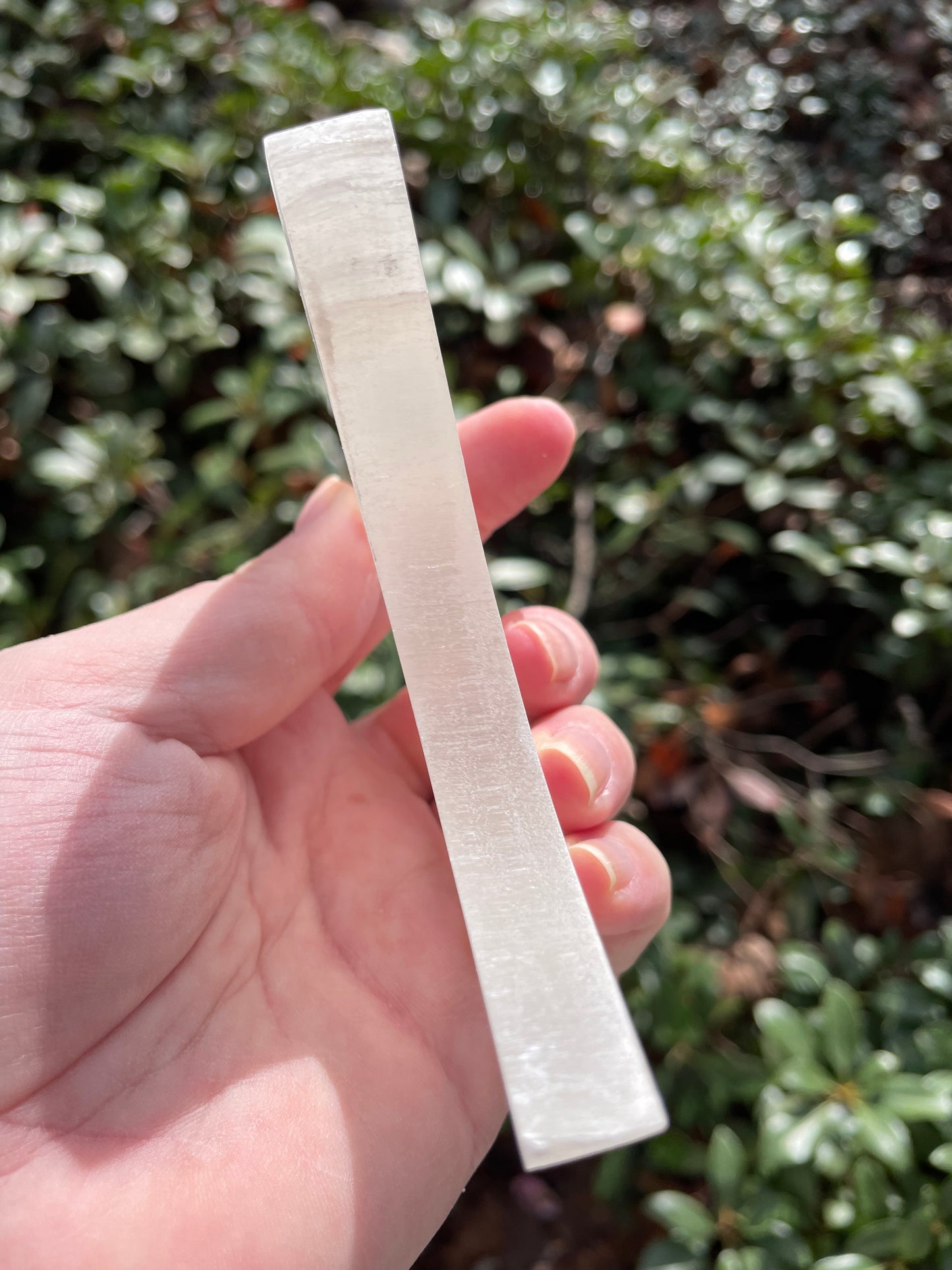 Satin Spar Selenite Chakra Symbol Crescent Moon Crystal Carving