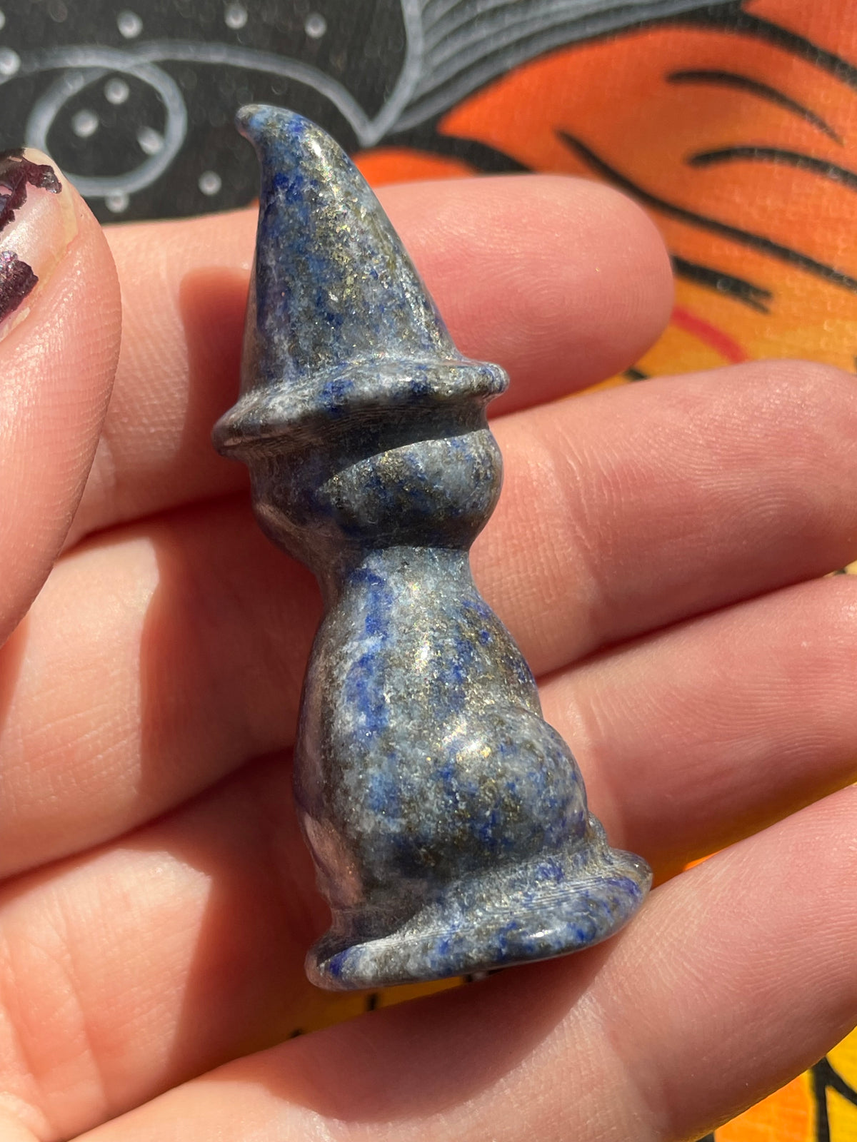 Lapis Lazuli Cat Witch Crystal Carving
