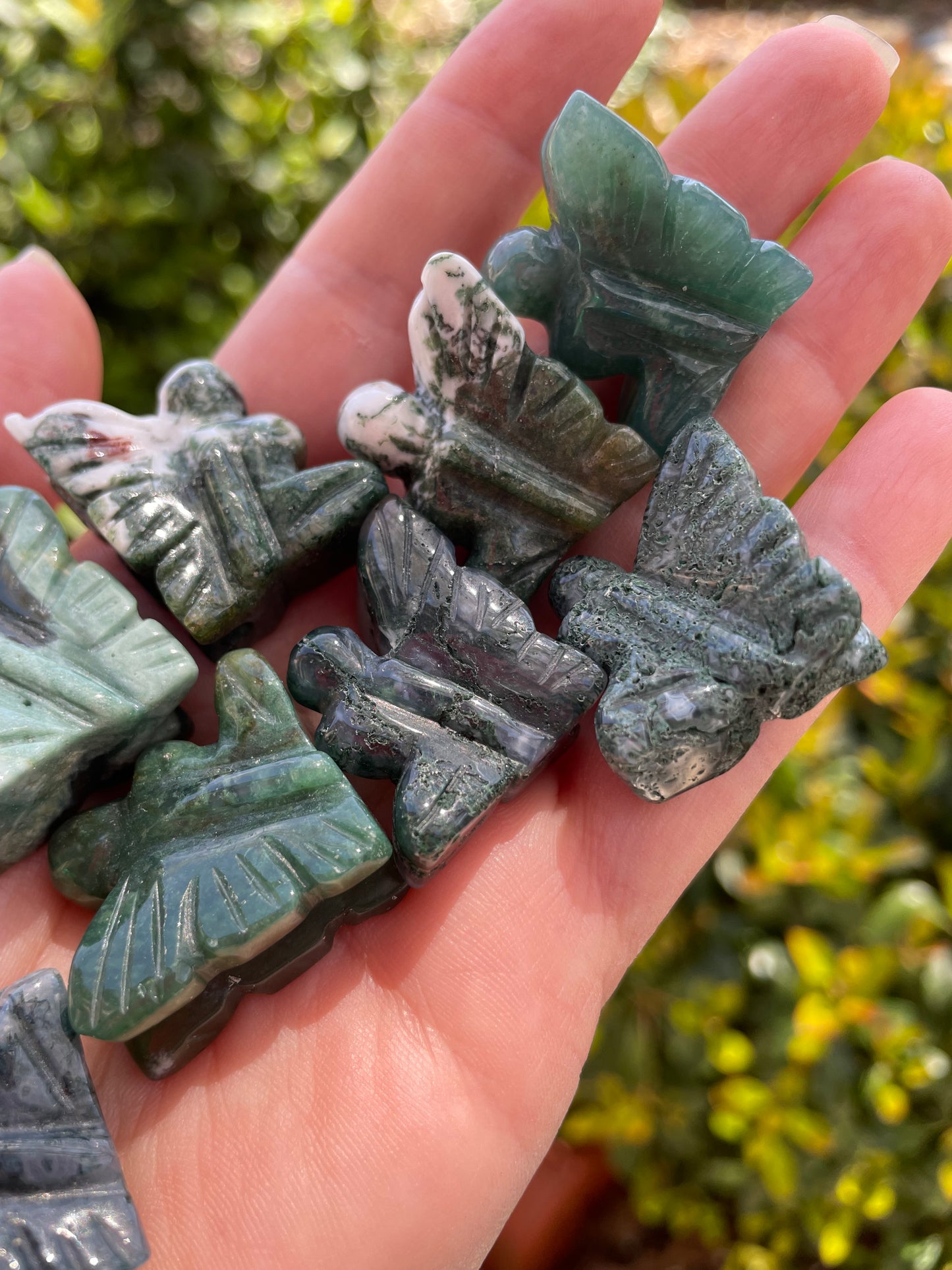 Moss Agate Fairy Carvings