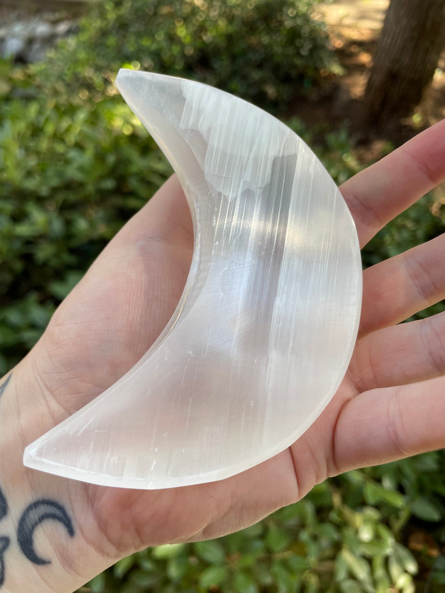 Large 3D Satin Spar Selenite Crescent Moon
