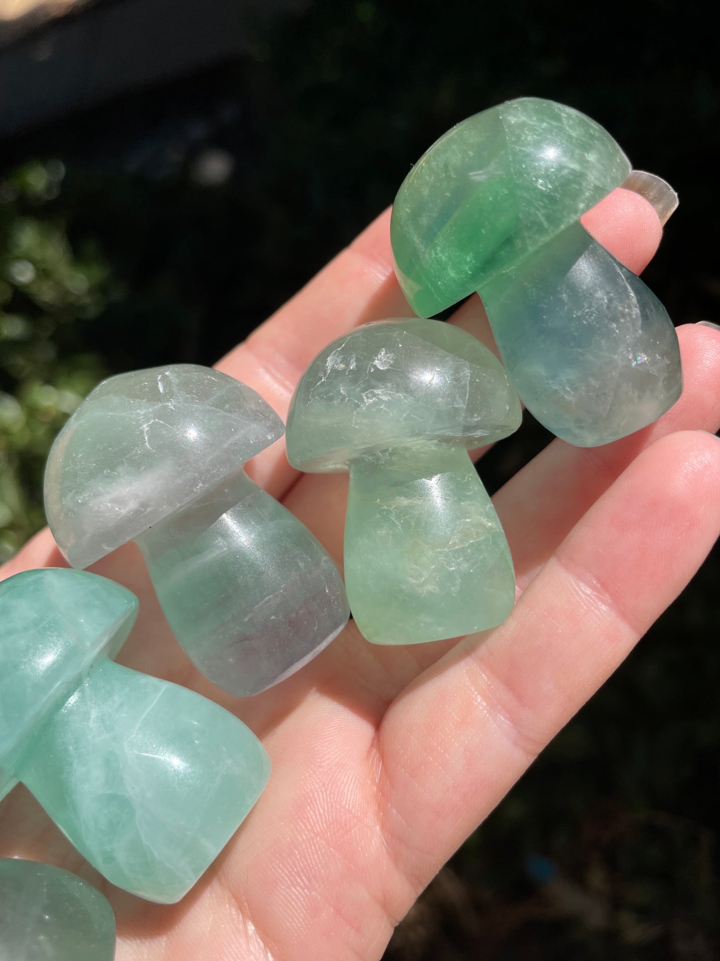 Green Fluorite Crystal Mushrooms