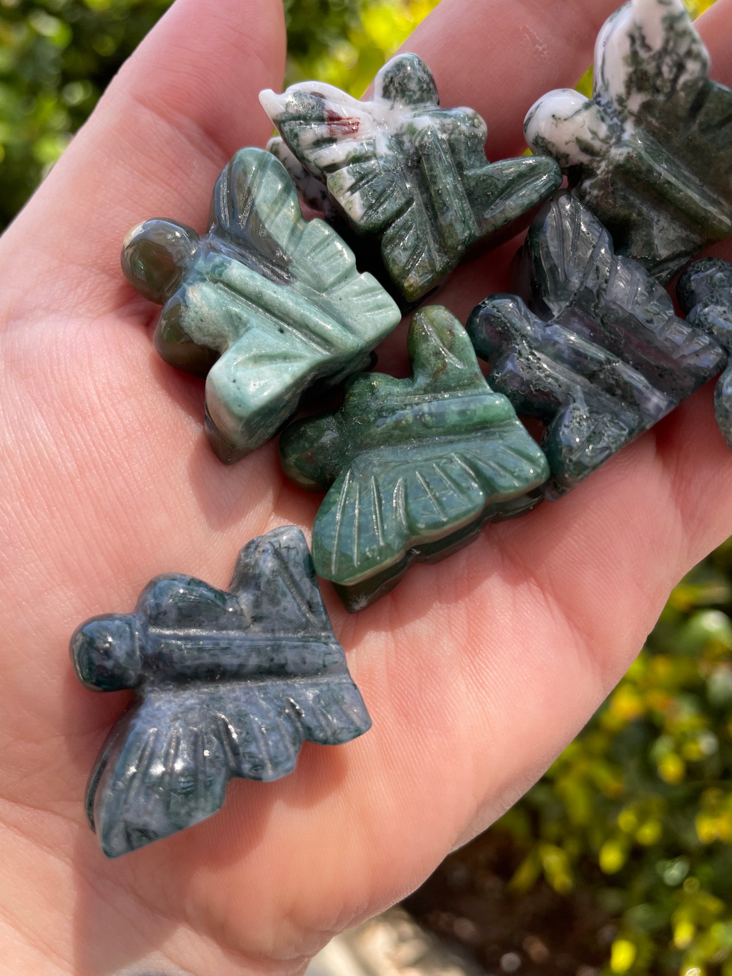 Moss Agate Fairy Carvings