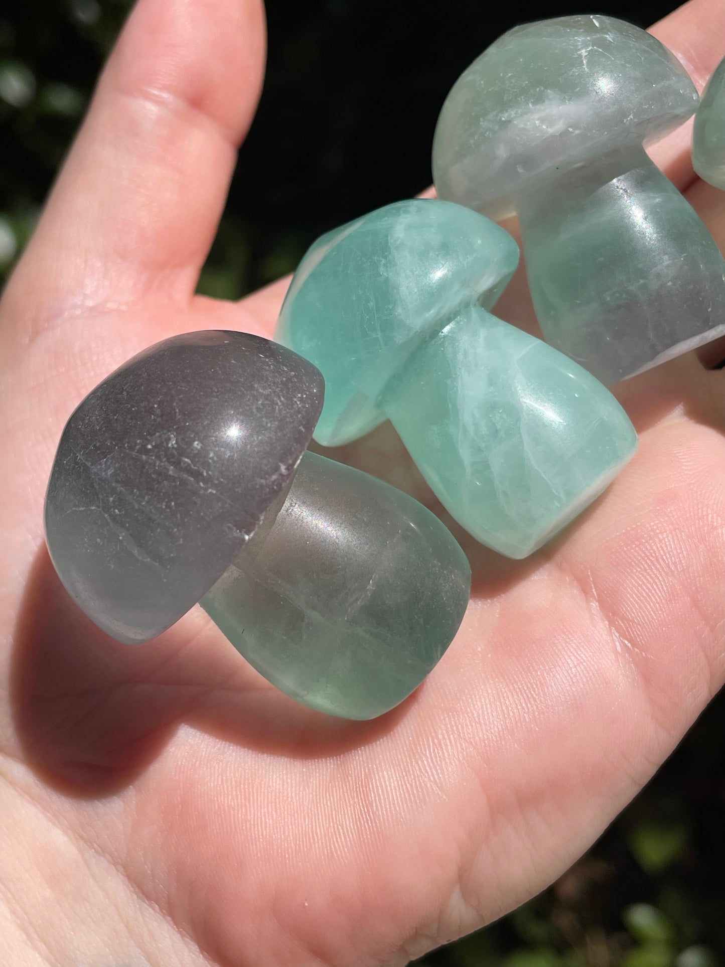 Green Fluorite Crystal Mushrooms