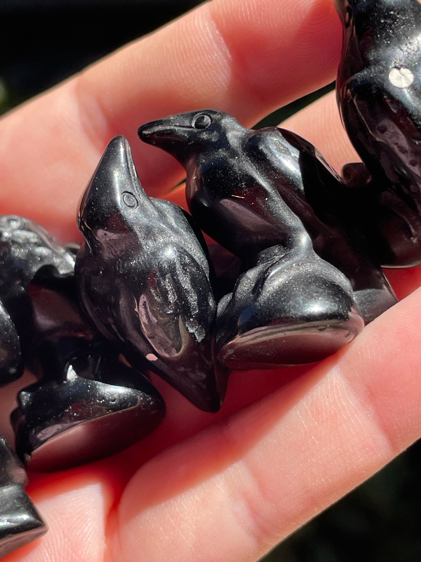 Obsidian Raven Carvings