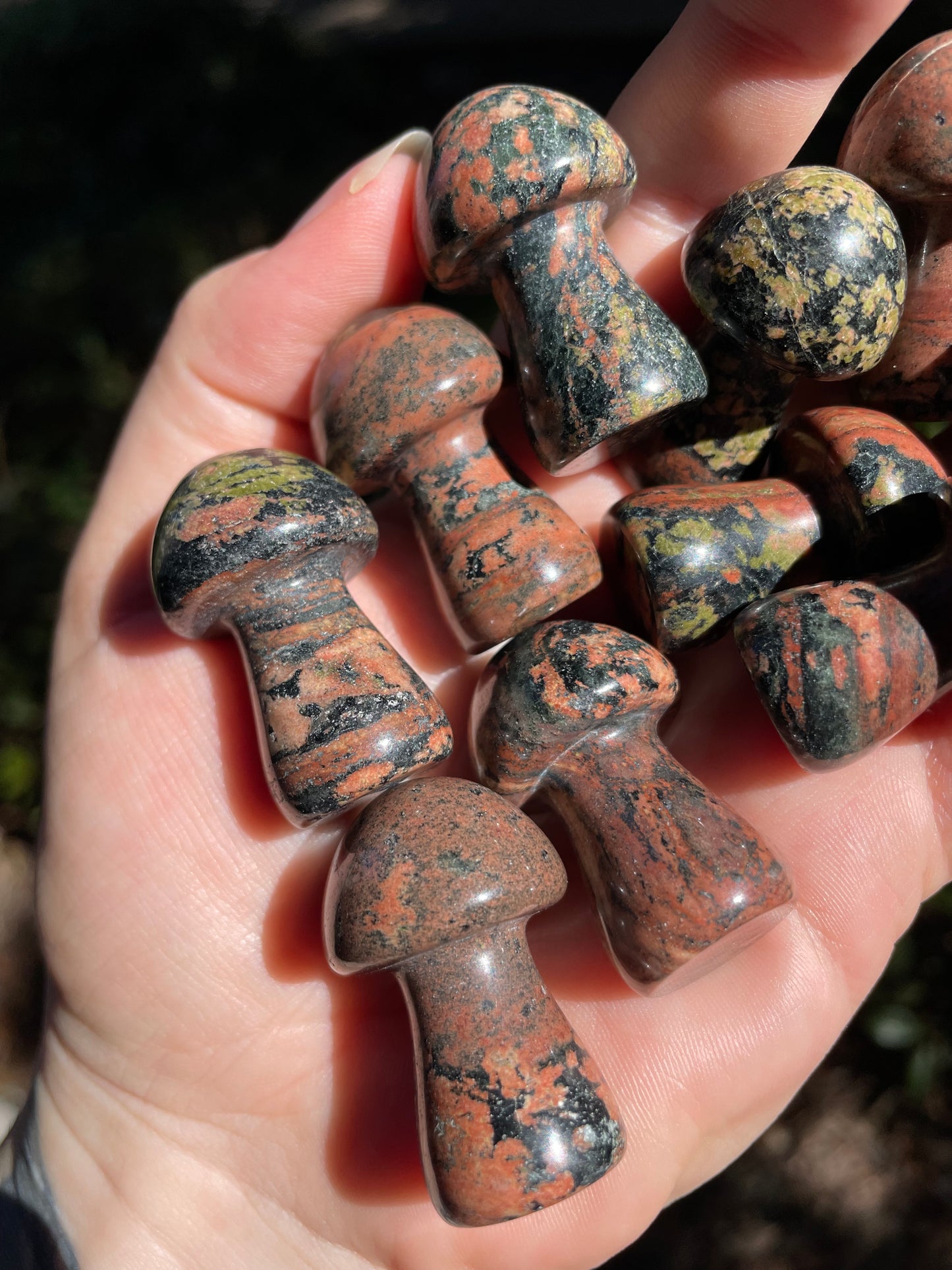 Poppy Jasper Crystal Mushroom Carving