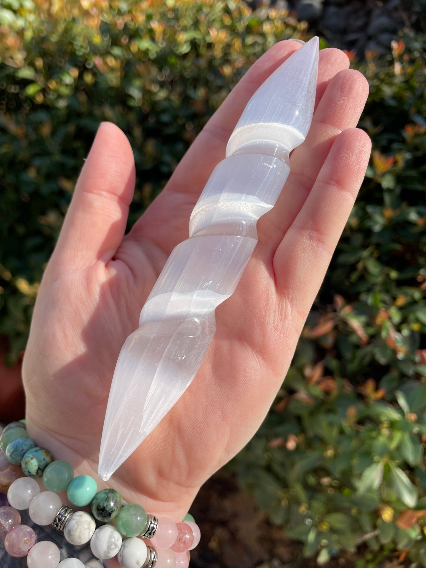 Satin Spar Selenite 6” Spiral Wands