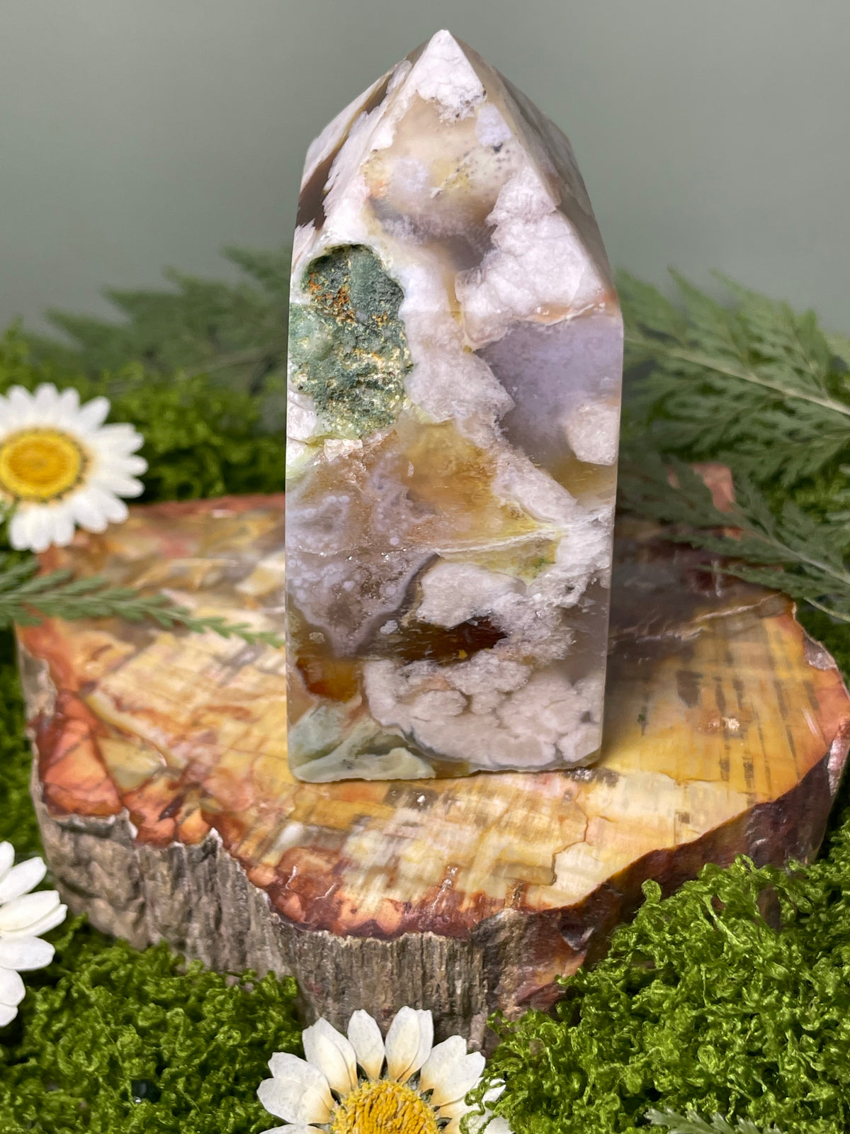 Flower Agate Crystal Tower