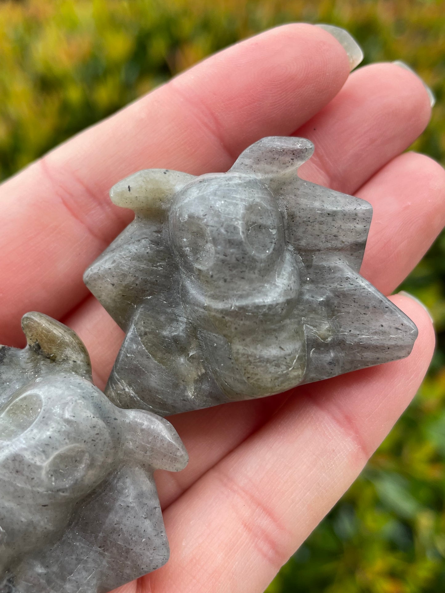 Cute Luna Moth Labradorite Carvings