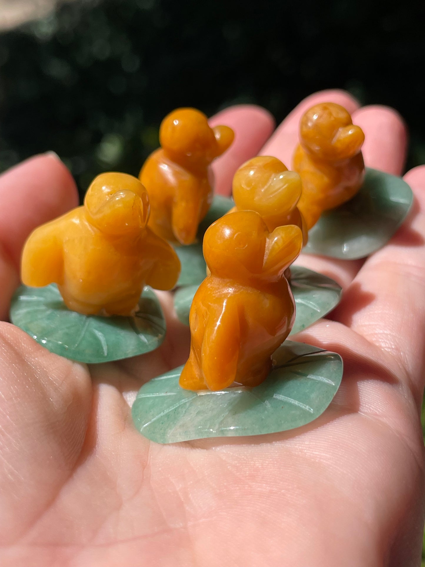 Ducks Green and Yellow Aventurine Carving