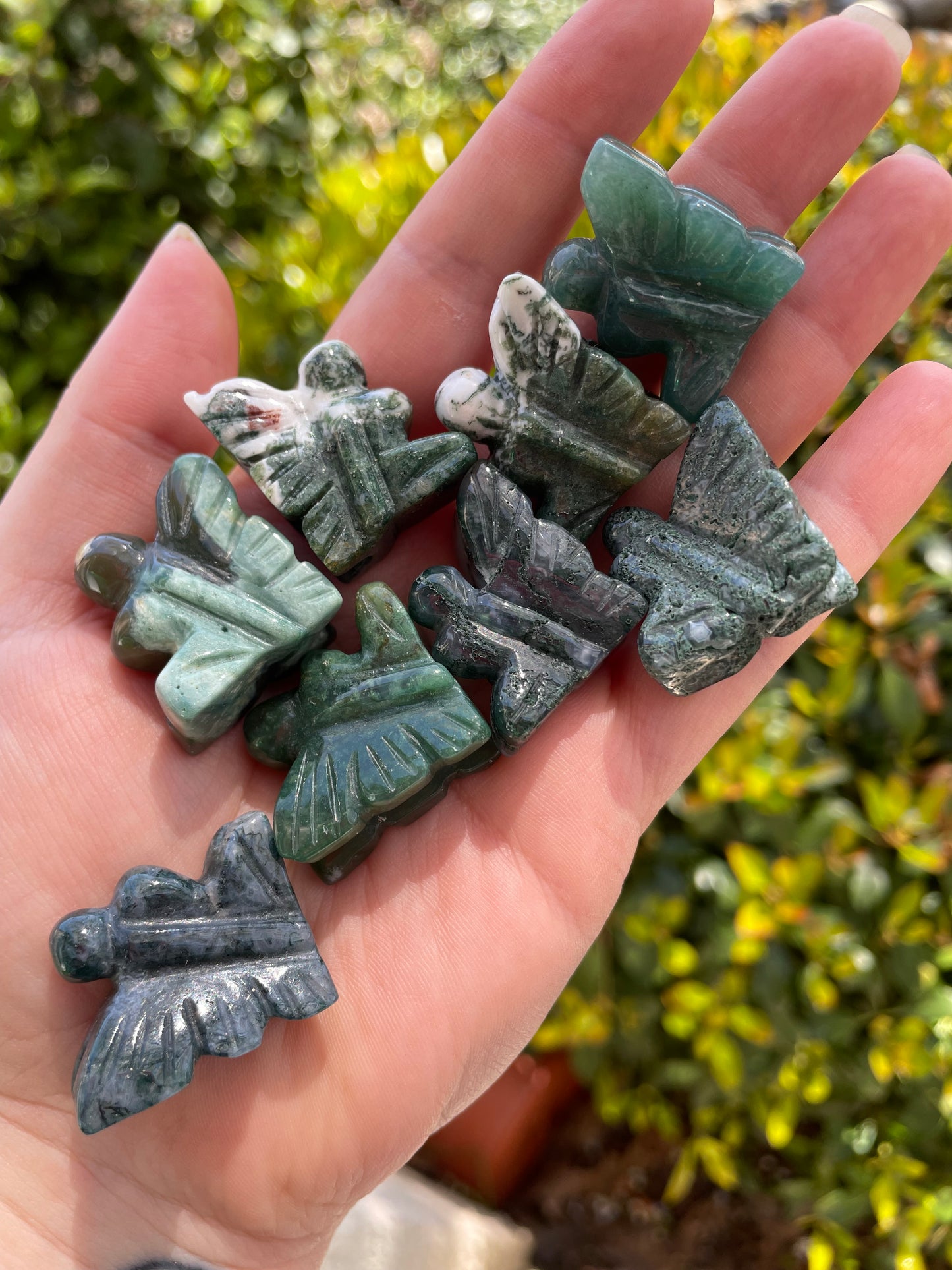 Moss Agate Fairy Carvings