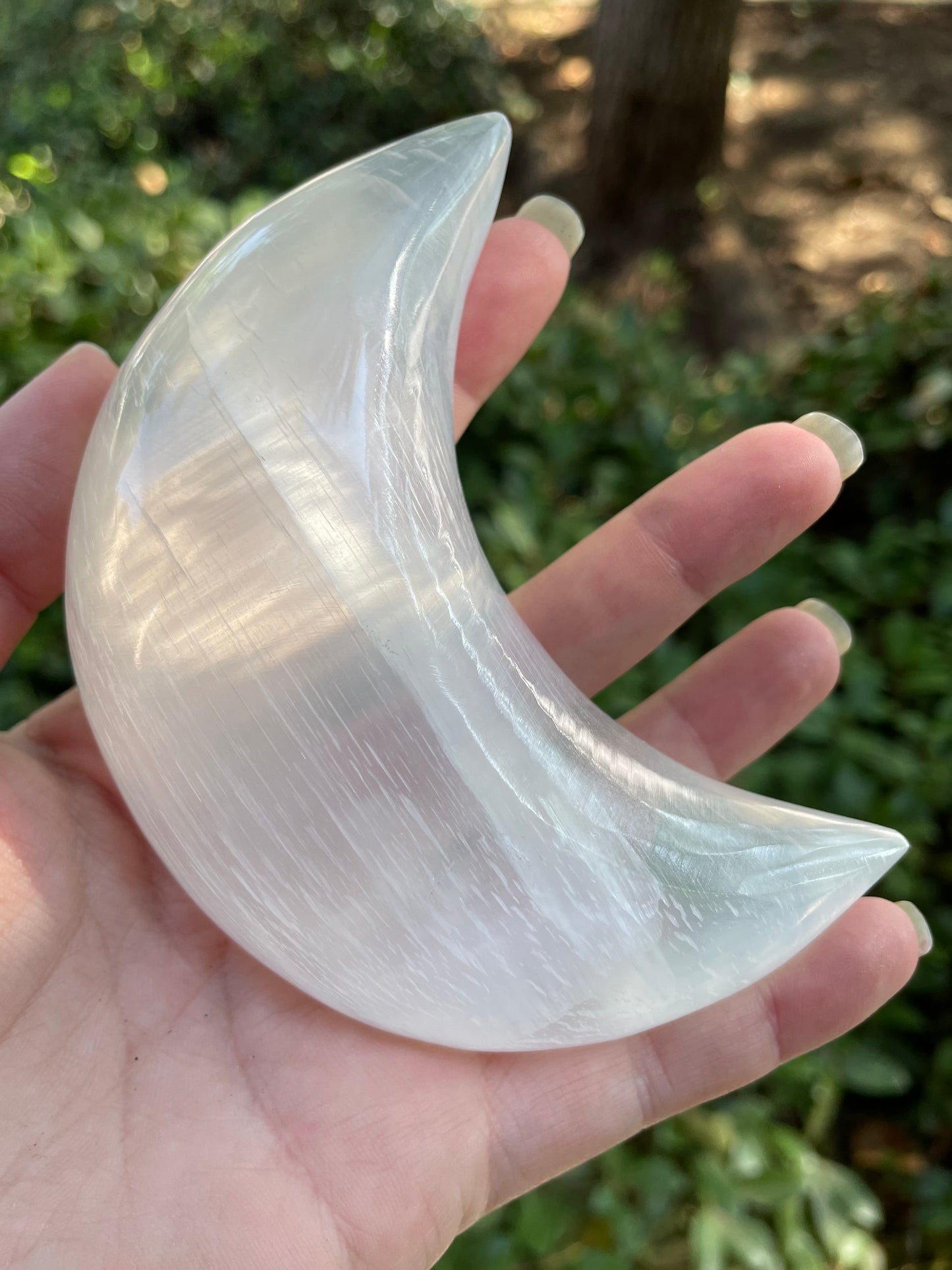 Large 3D Satin Spar Selenite Crescent Moon