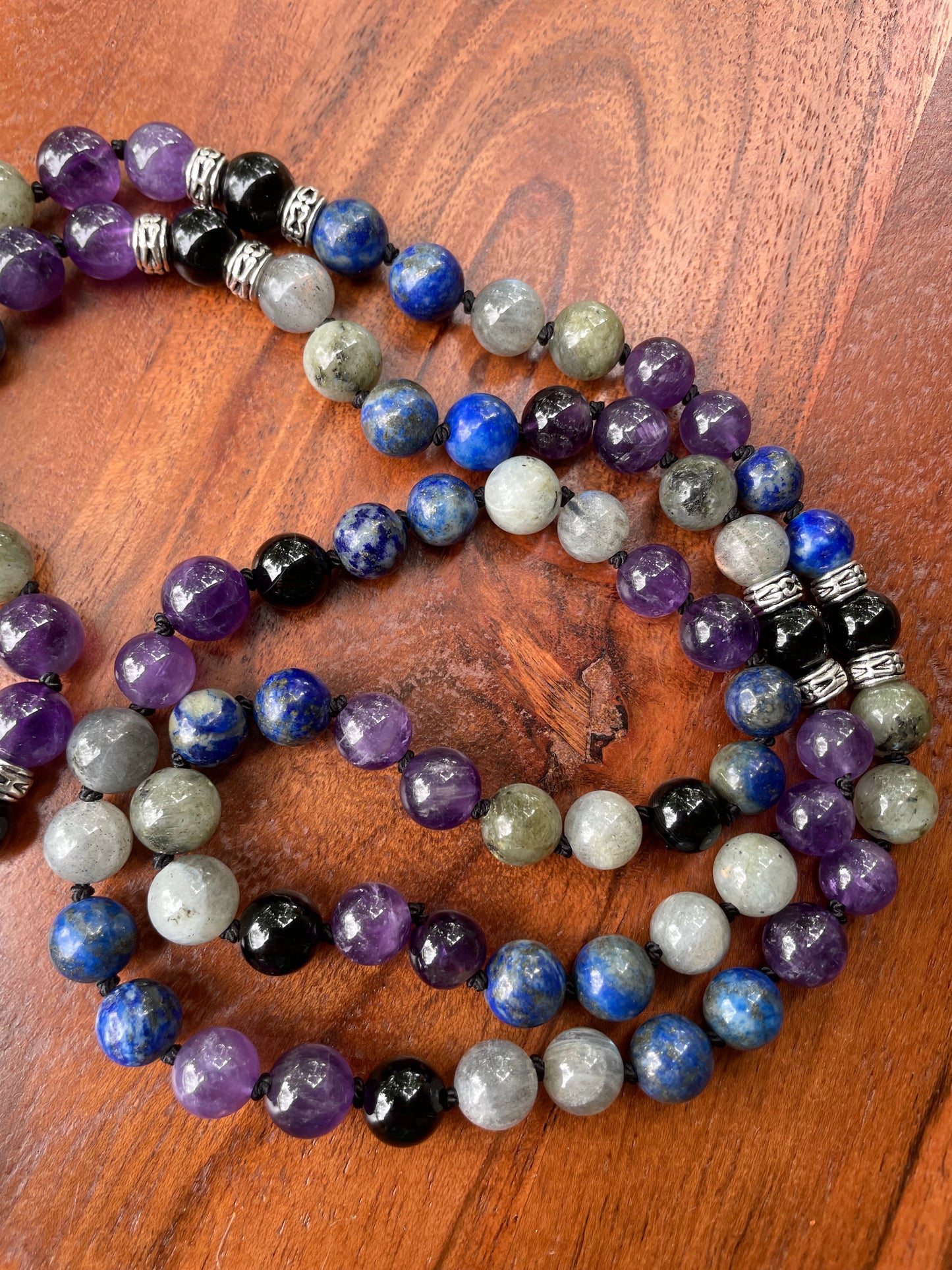 Shadow Work/ Inner Work Crystal Necklace with Labradorite, Obsidian, Amethyst, and Lapis Lazuli