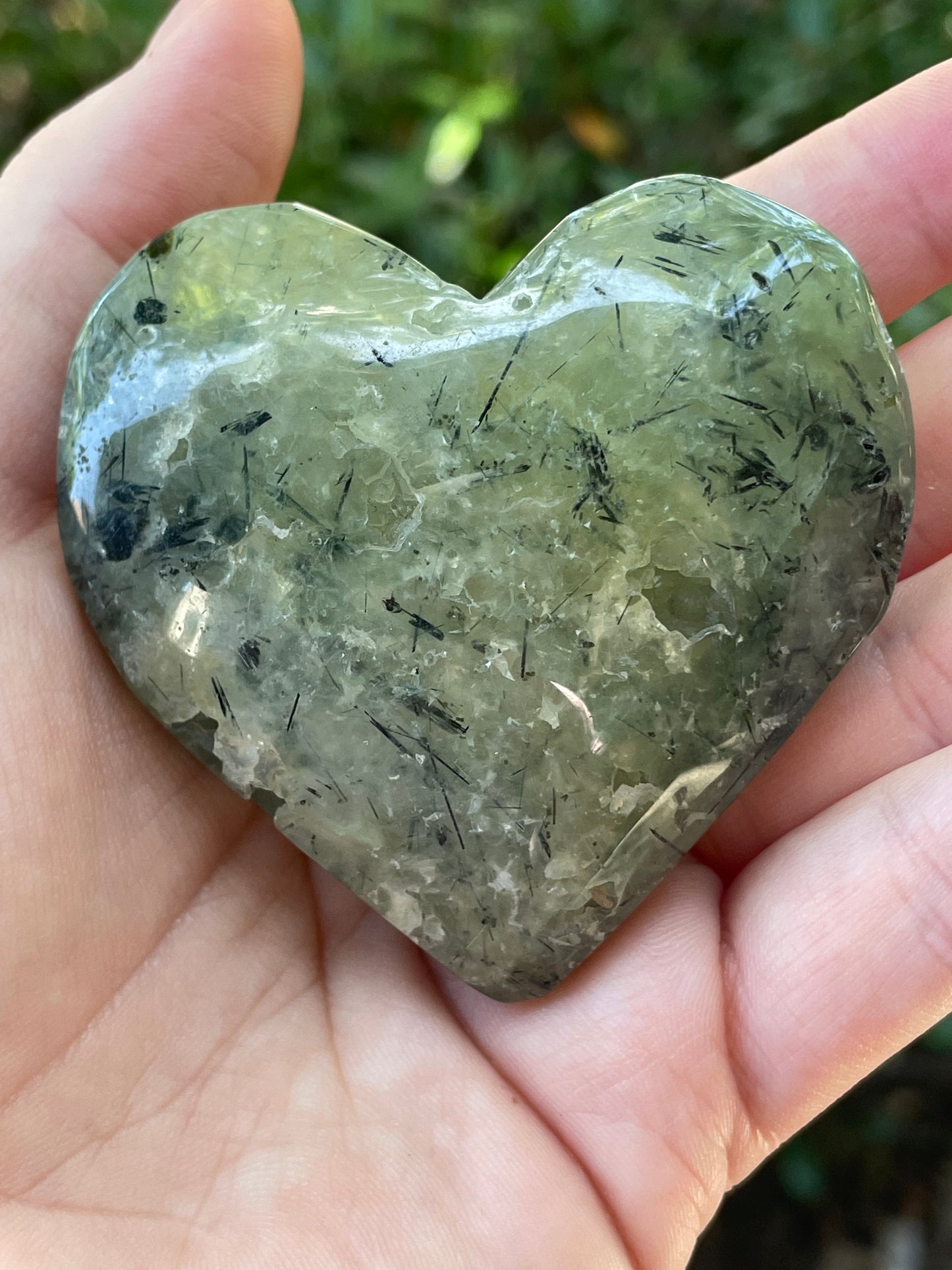 Prehnite with Epidote Crystal Hearts