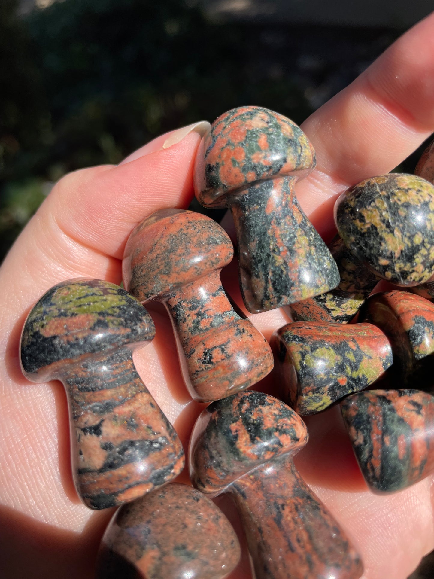 Poppy Jasper Crystal Mushroom Carving