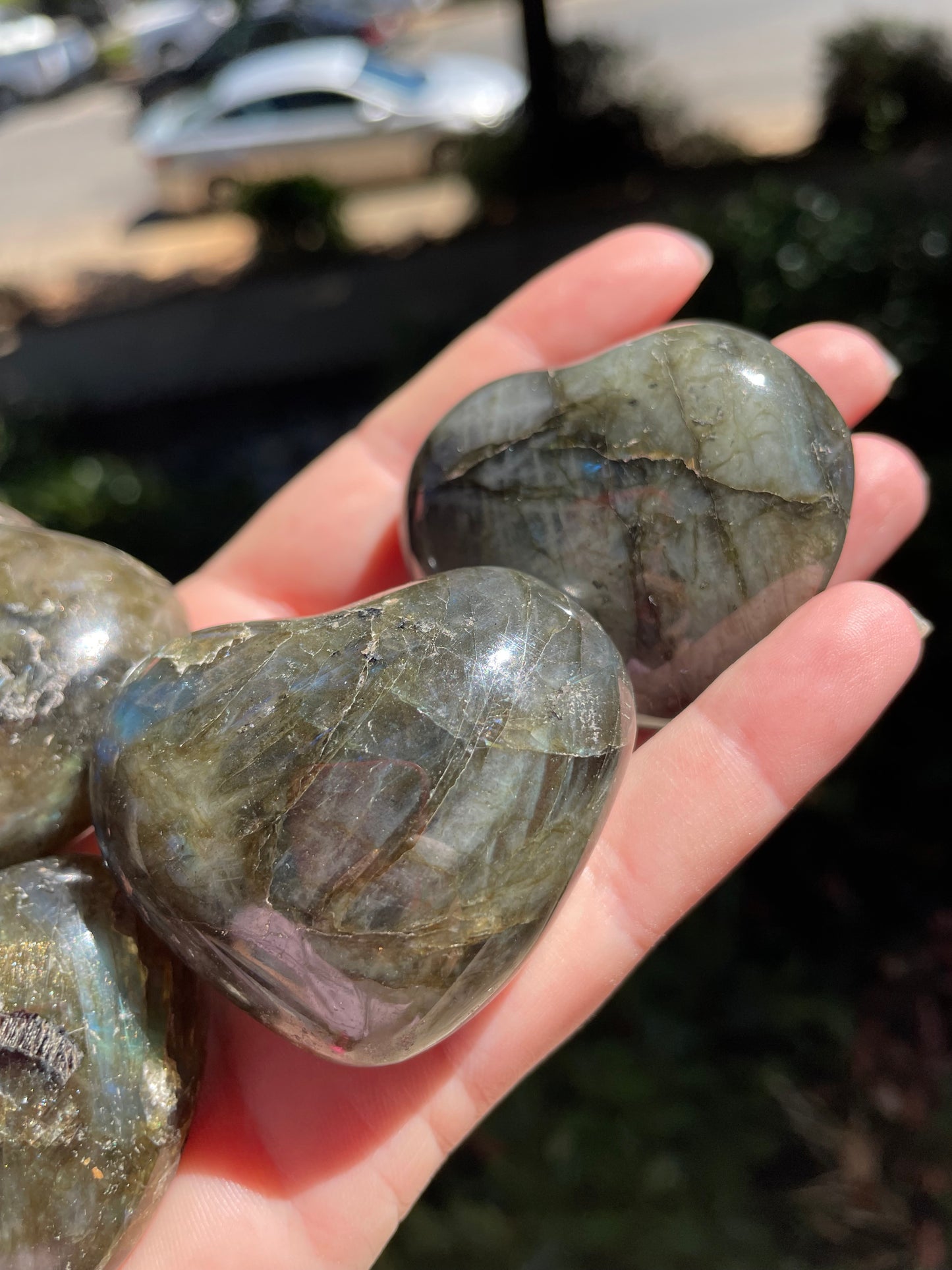 Labradorite Heart Carvings