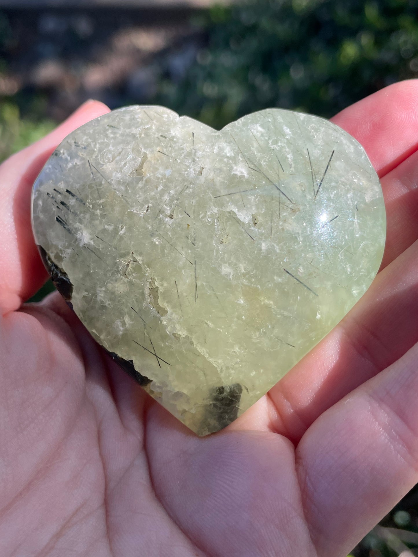 Prehnite with Epidote Crystal Hearts