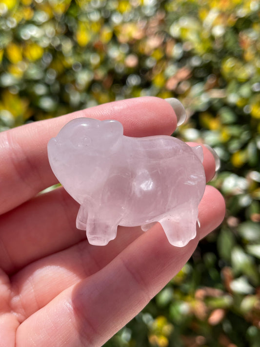 Rose Quartz Piggy Carving
