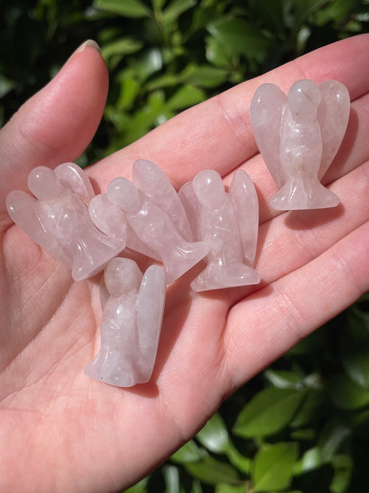 Rose Quartz Angel Carvings