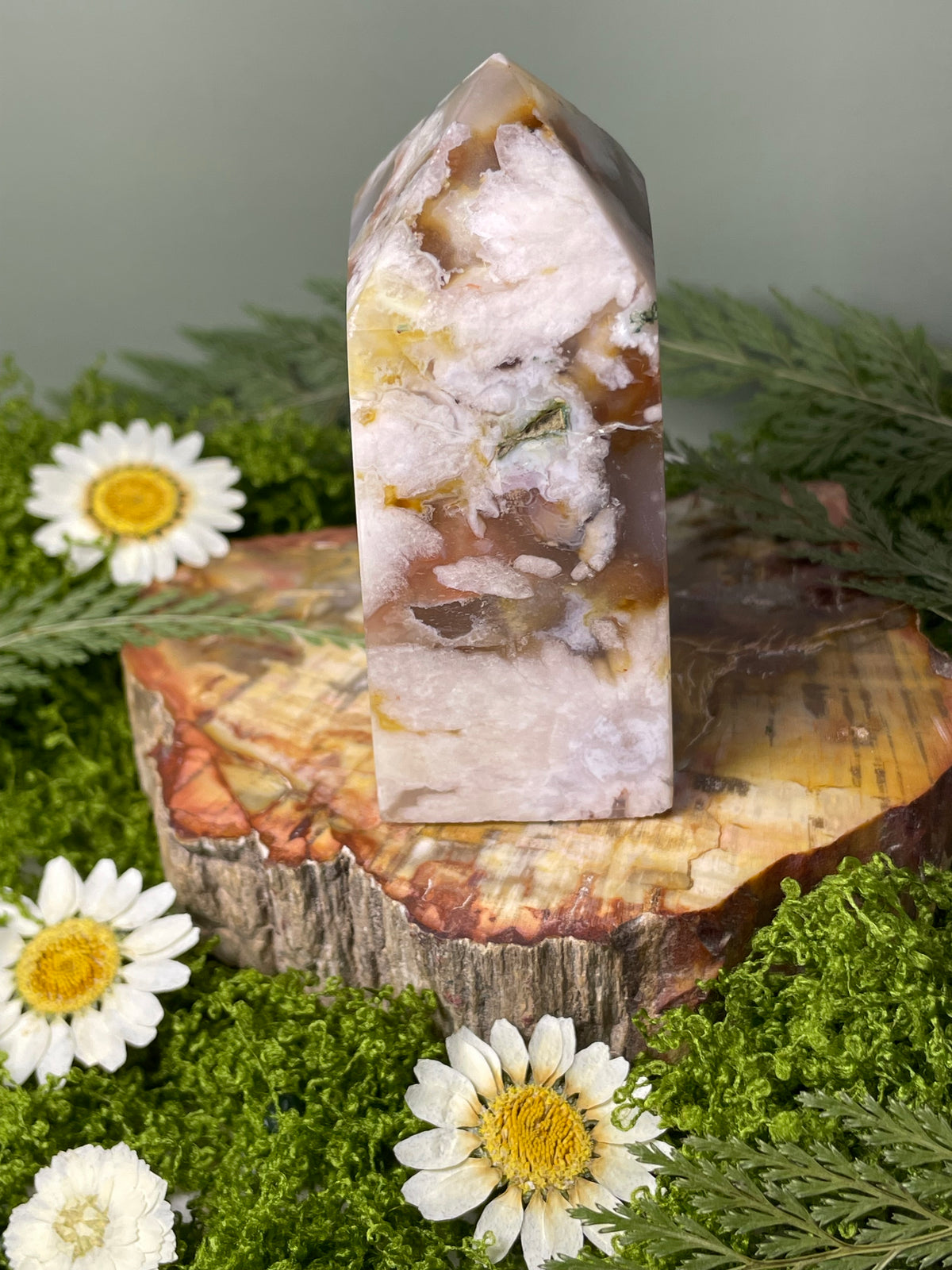 Flower Agate Crystal Tower