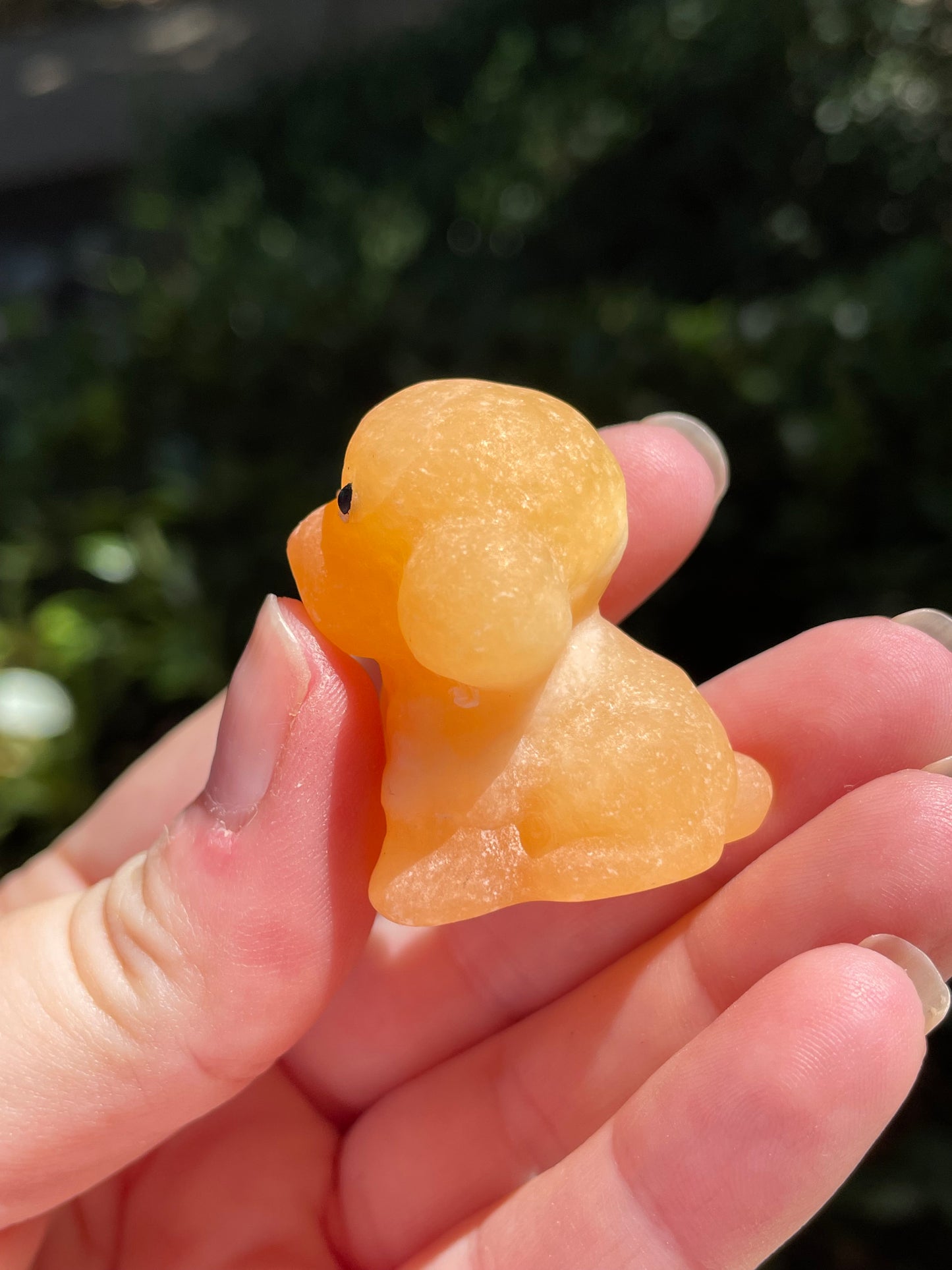 Orange Calcite Dog Carving