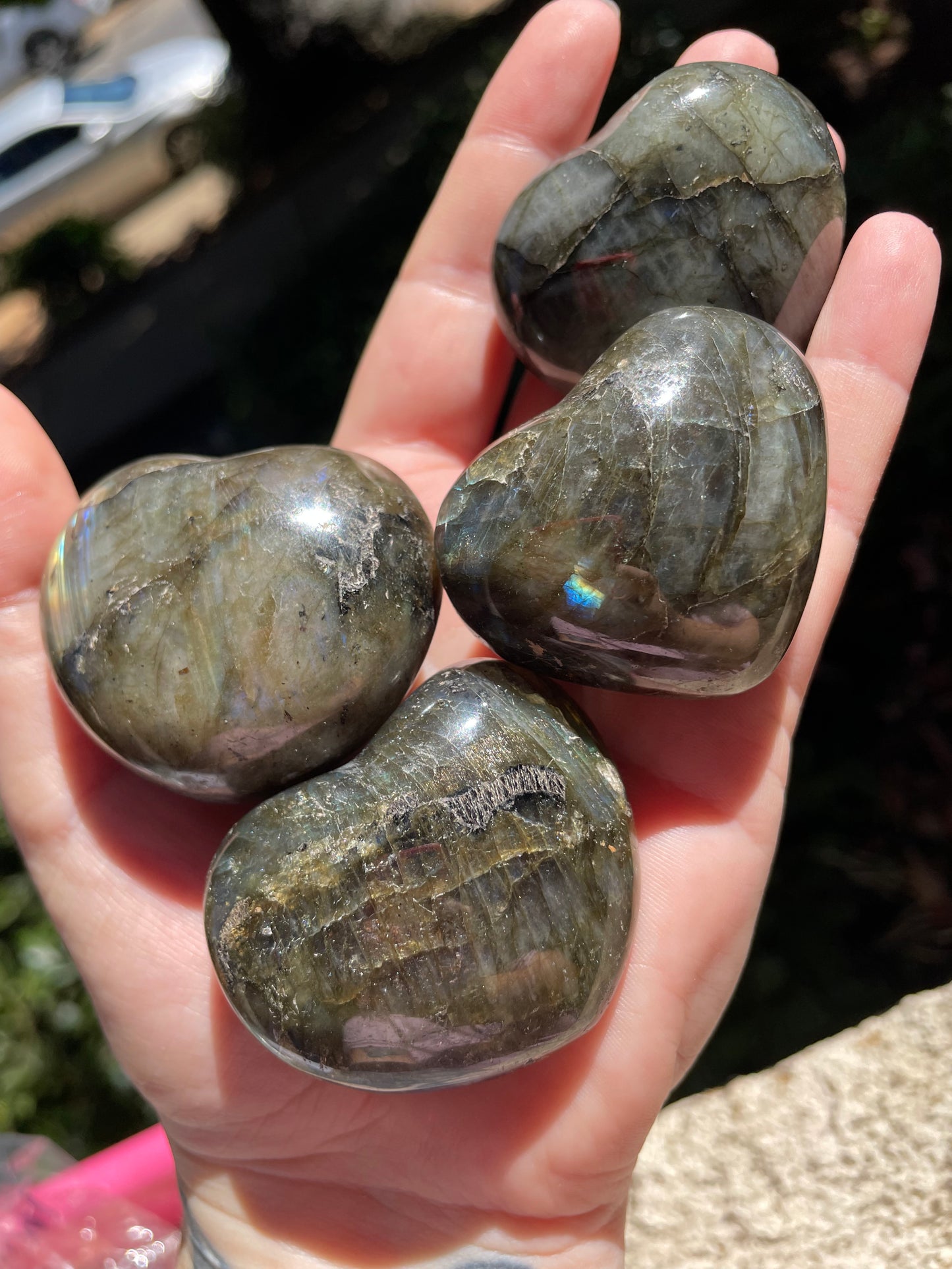Labradorite Heart Carvings