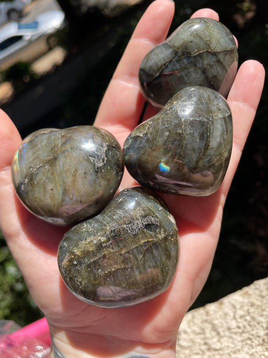 Labradorite Heart Carvings