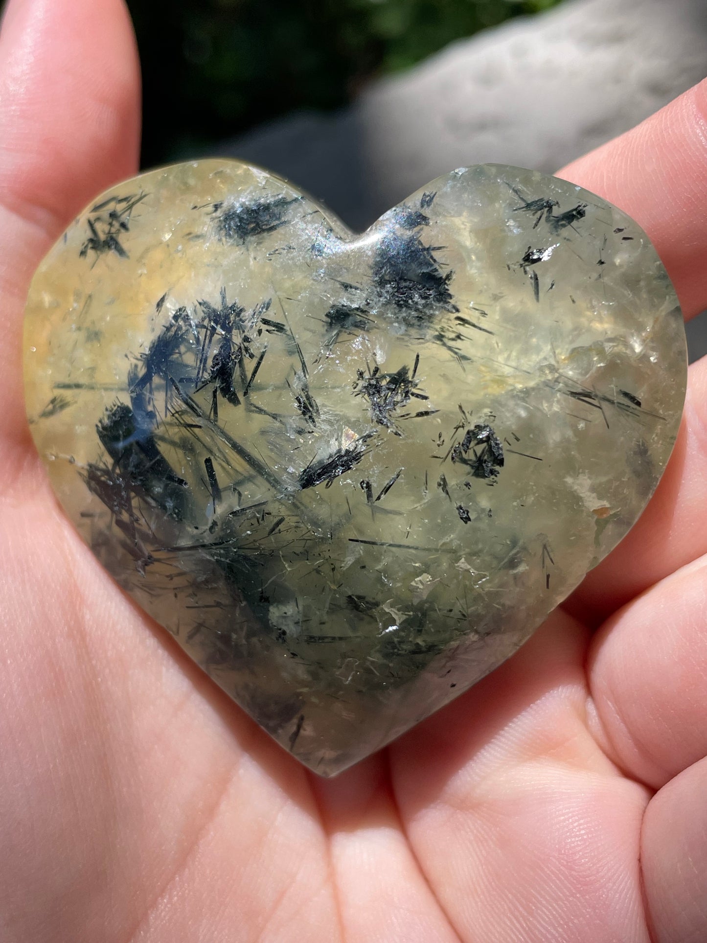 Prehnite with Epidote Crystal Hearts