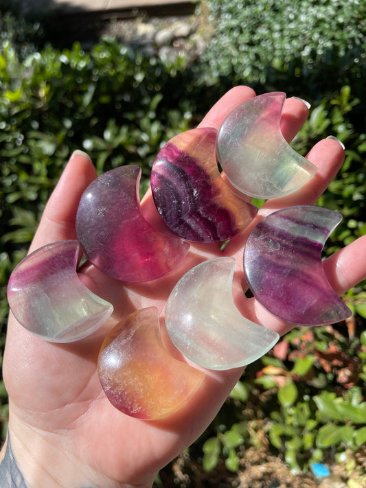 Fluorite Crescent Moon Carvings