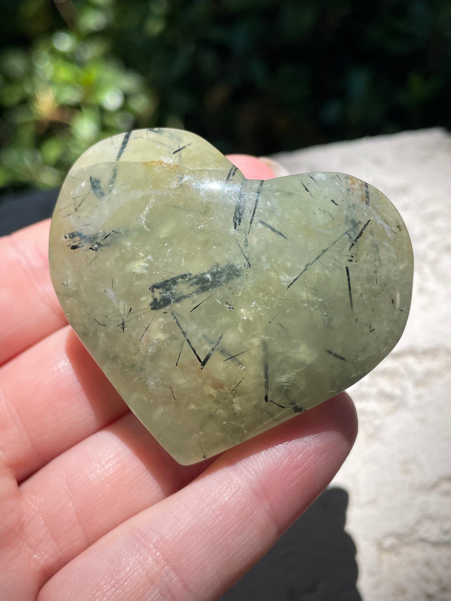 Prehnite with Epidote Crystal Hearts