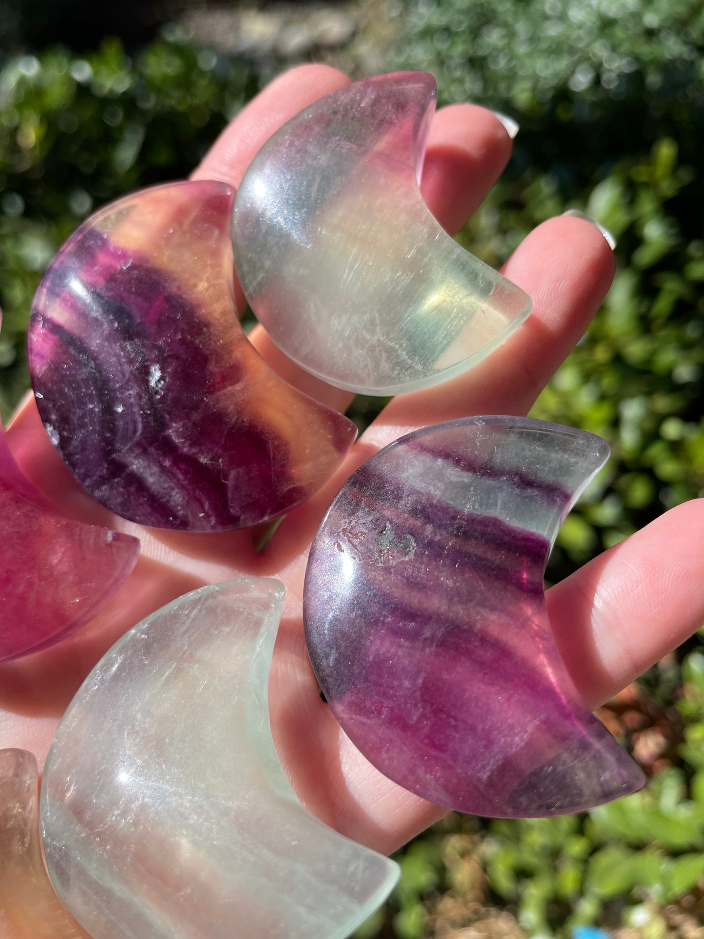 Fluorite Crescent Moon Carvings