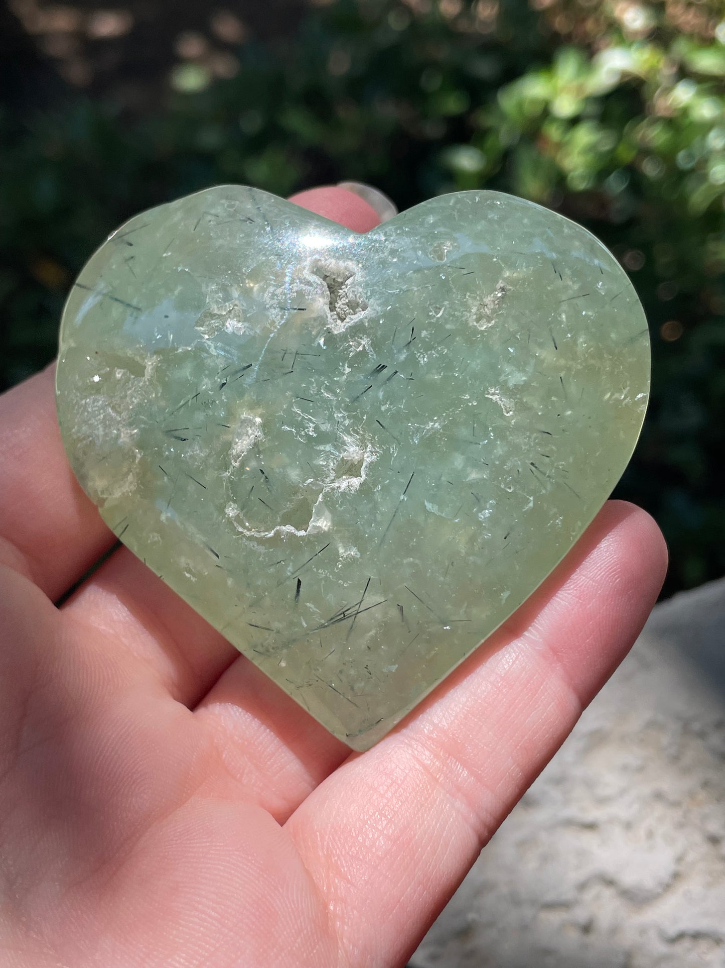 Prehnite with Epidote Crystal Hearts