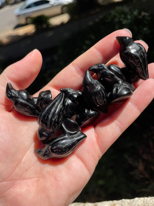 Obsidian Raven Carvings