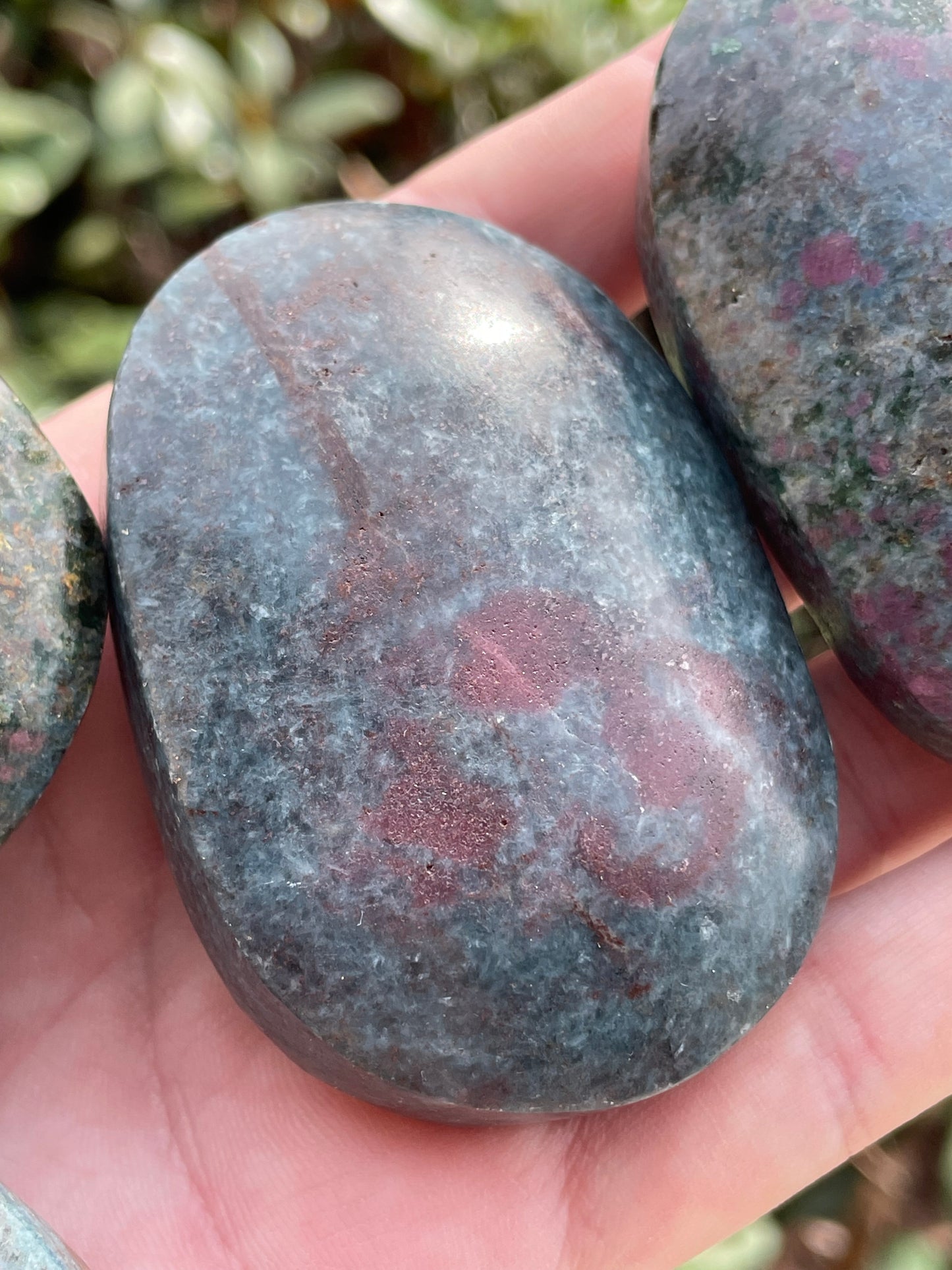 Kyanite with Ruby Crystal Palm Stones