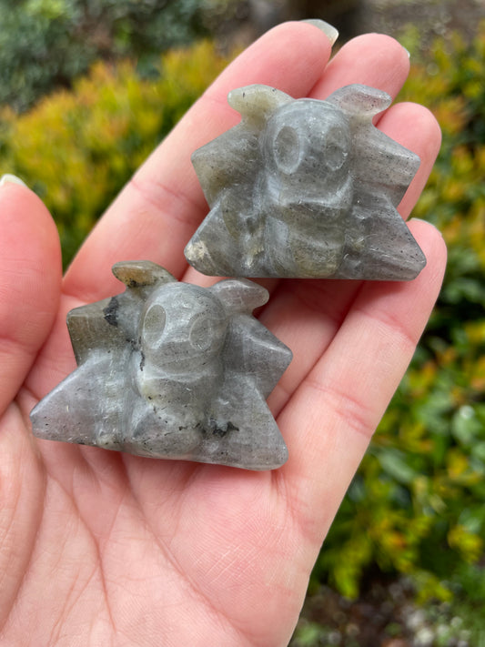 Cute Luna Moth Labradorite Carvings