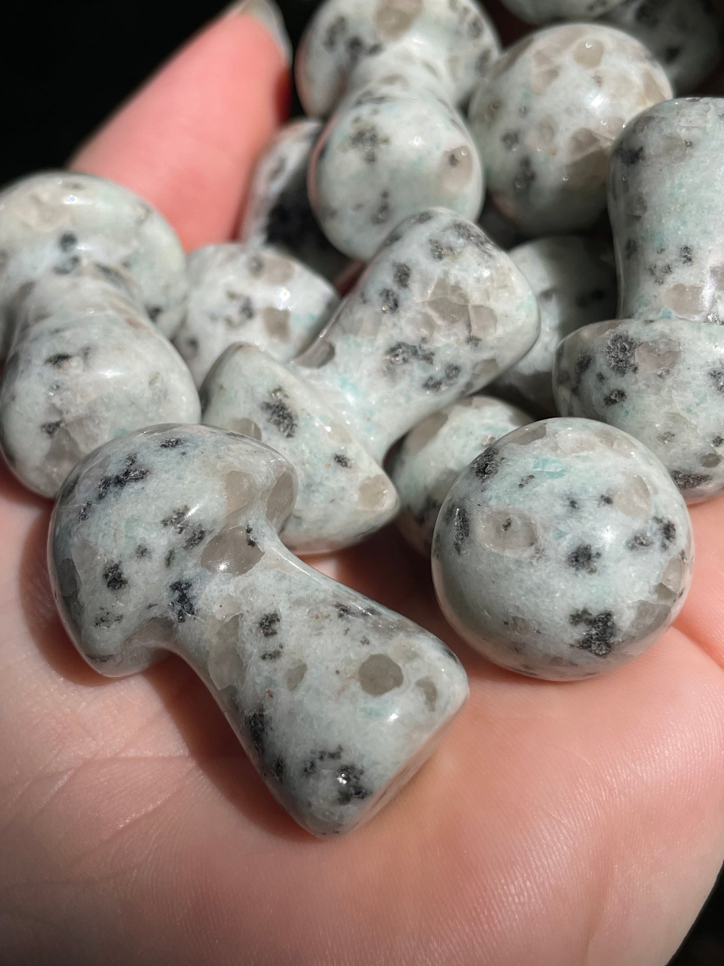 Kiwi Jasper Crystal Mushroom Carvings