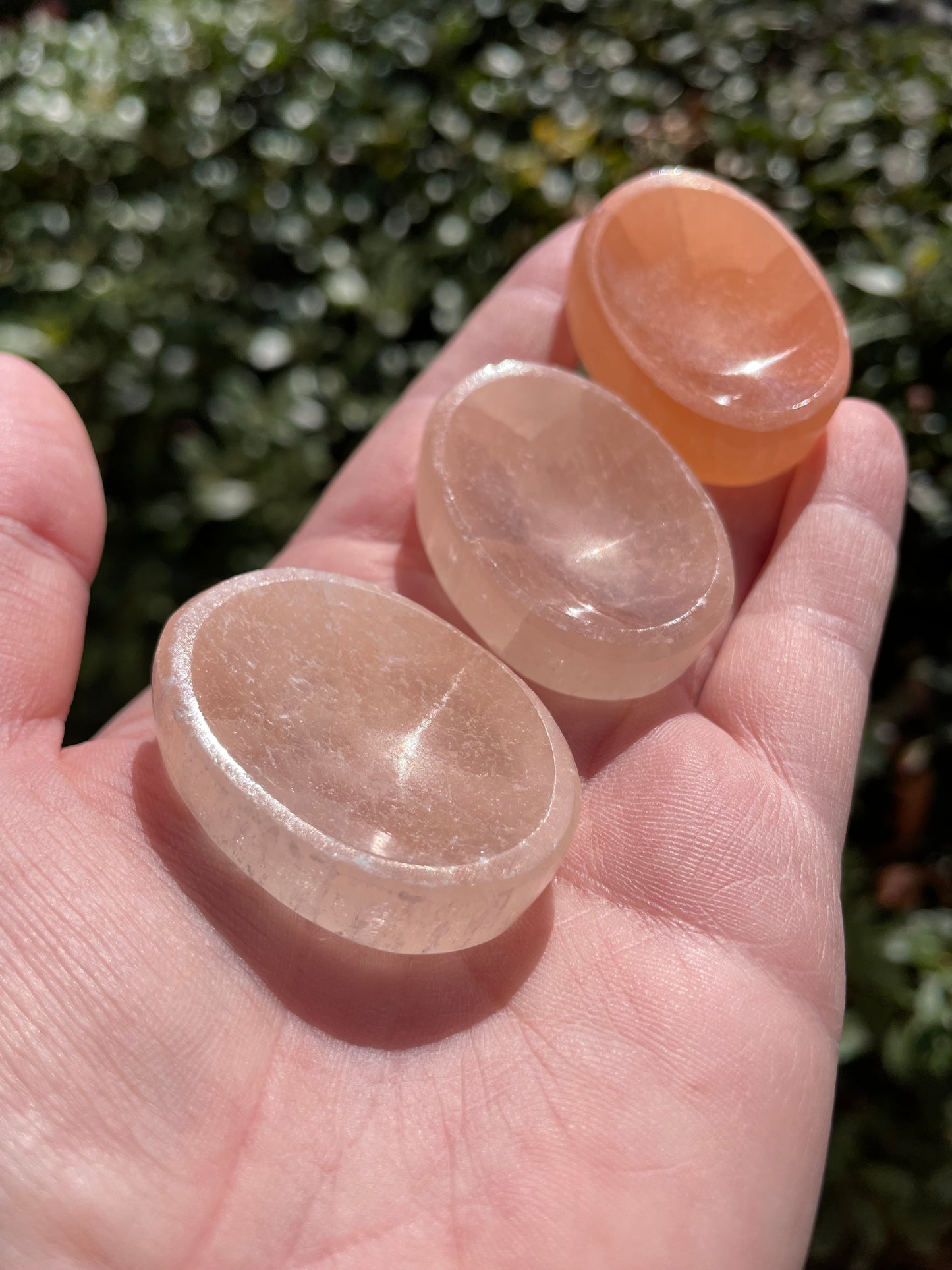 Peach Satin Spar Selenite Crystal Tumbler Worry Stones