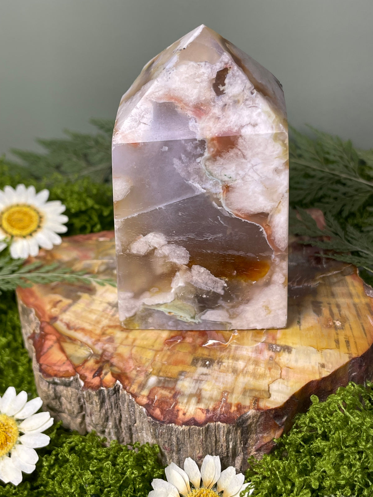 Flower Agate Crystal Tower