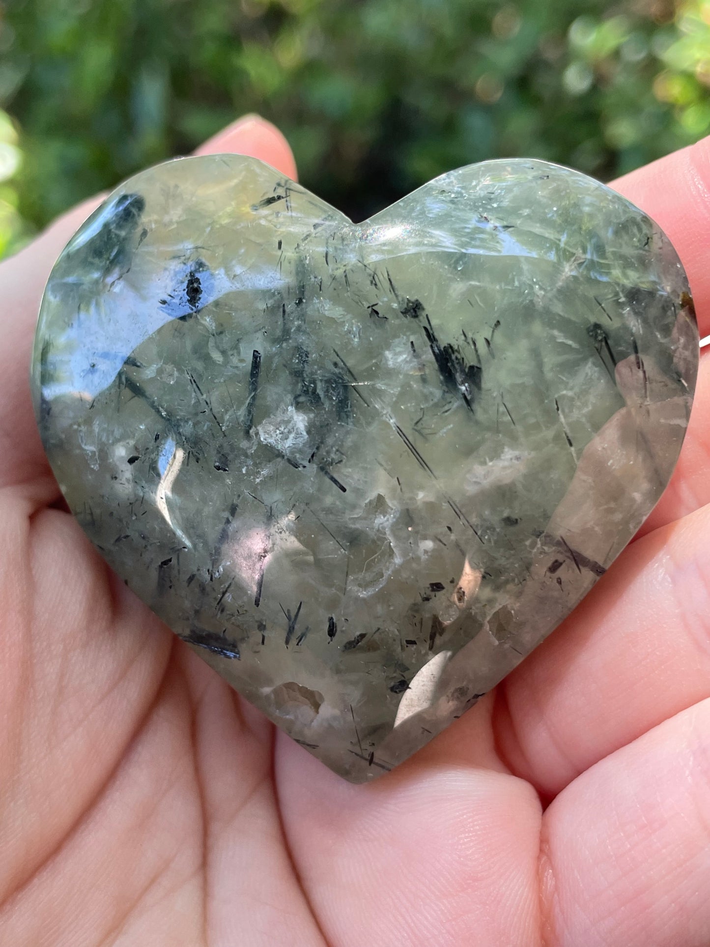 Prehnite with Epidote Crystal Hearts