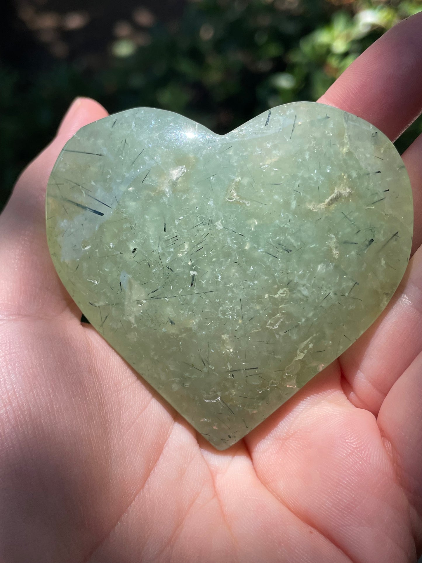 Prehnite with Epidote Crystal Hearts