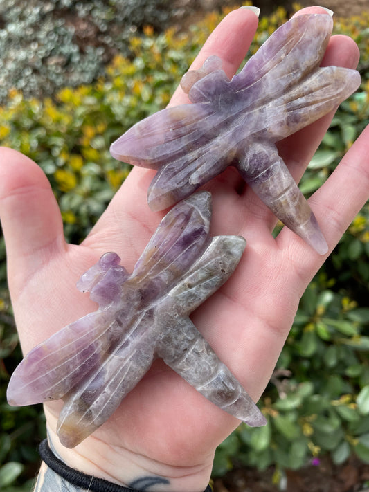 Amethyst Crystal Dragonfly Carving