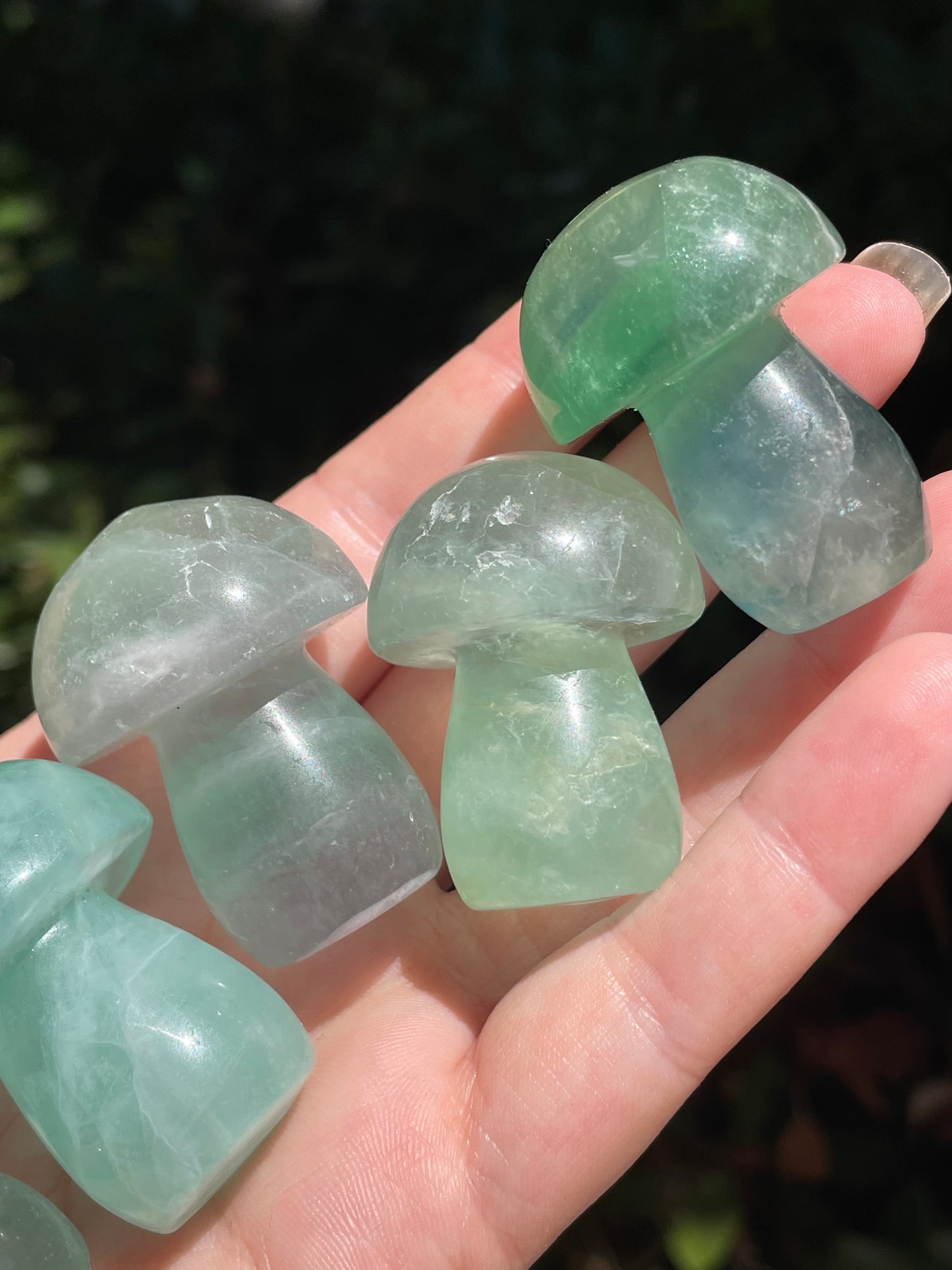 Green Fluorite Crystal Mushrooms