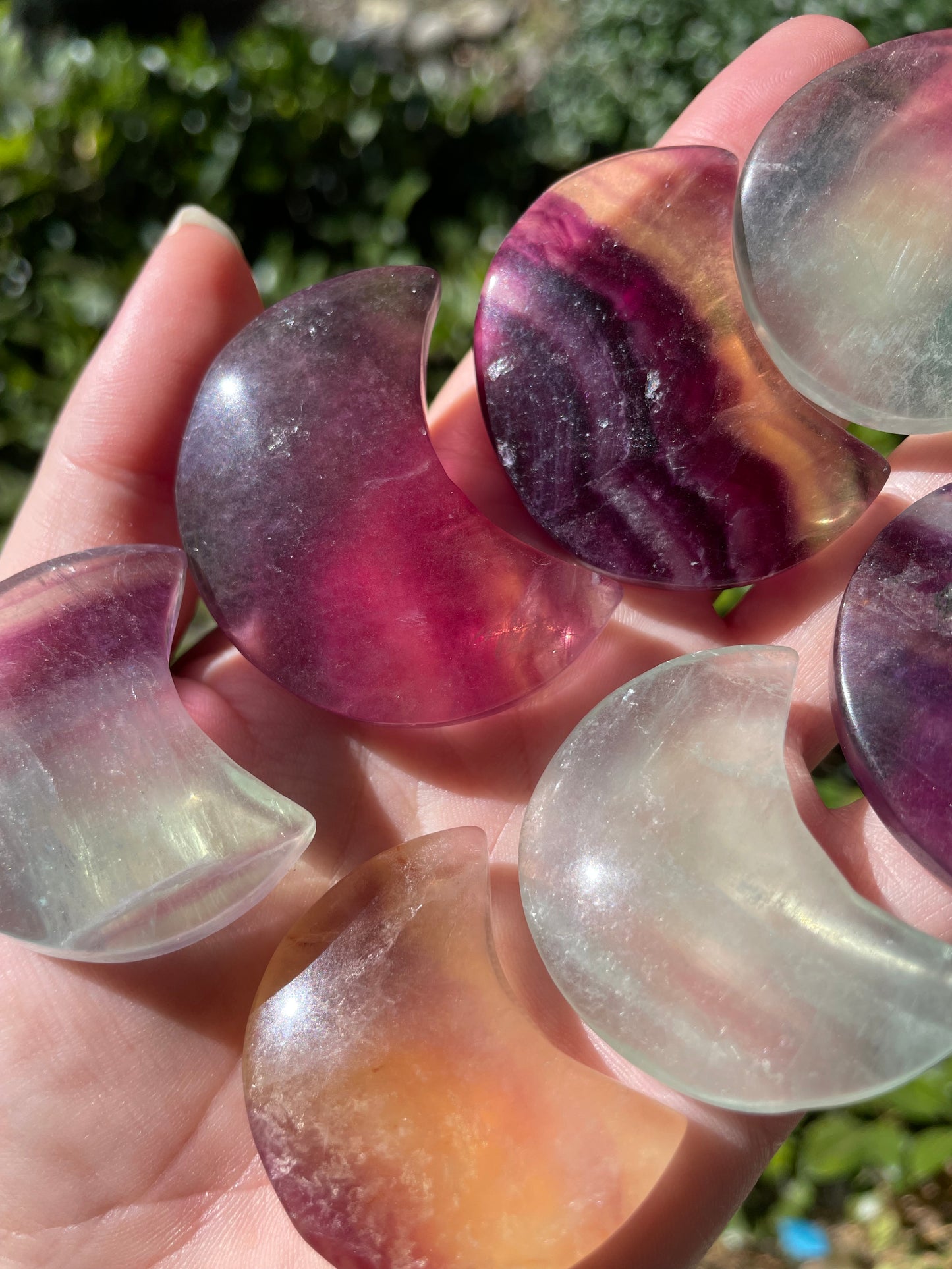 Fluorite Crescent Moon Carvings