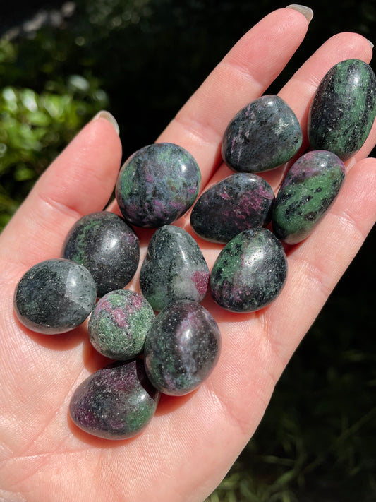 Ruby in Zoisite Crystal Tumbles