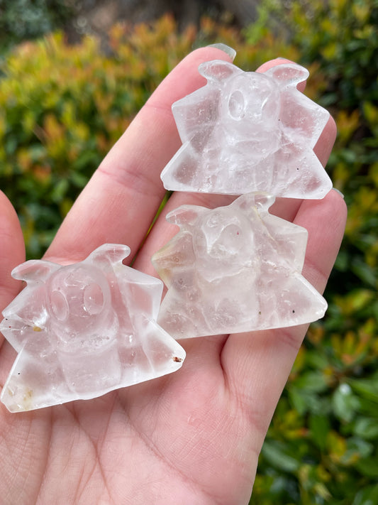 Cute Luna Moth Clear Quartz Carvings