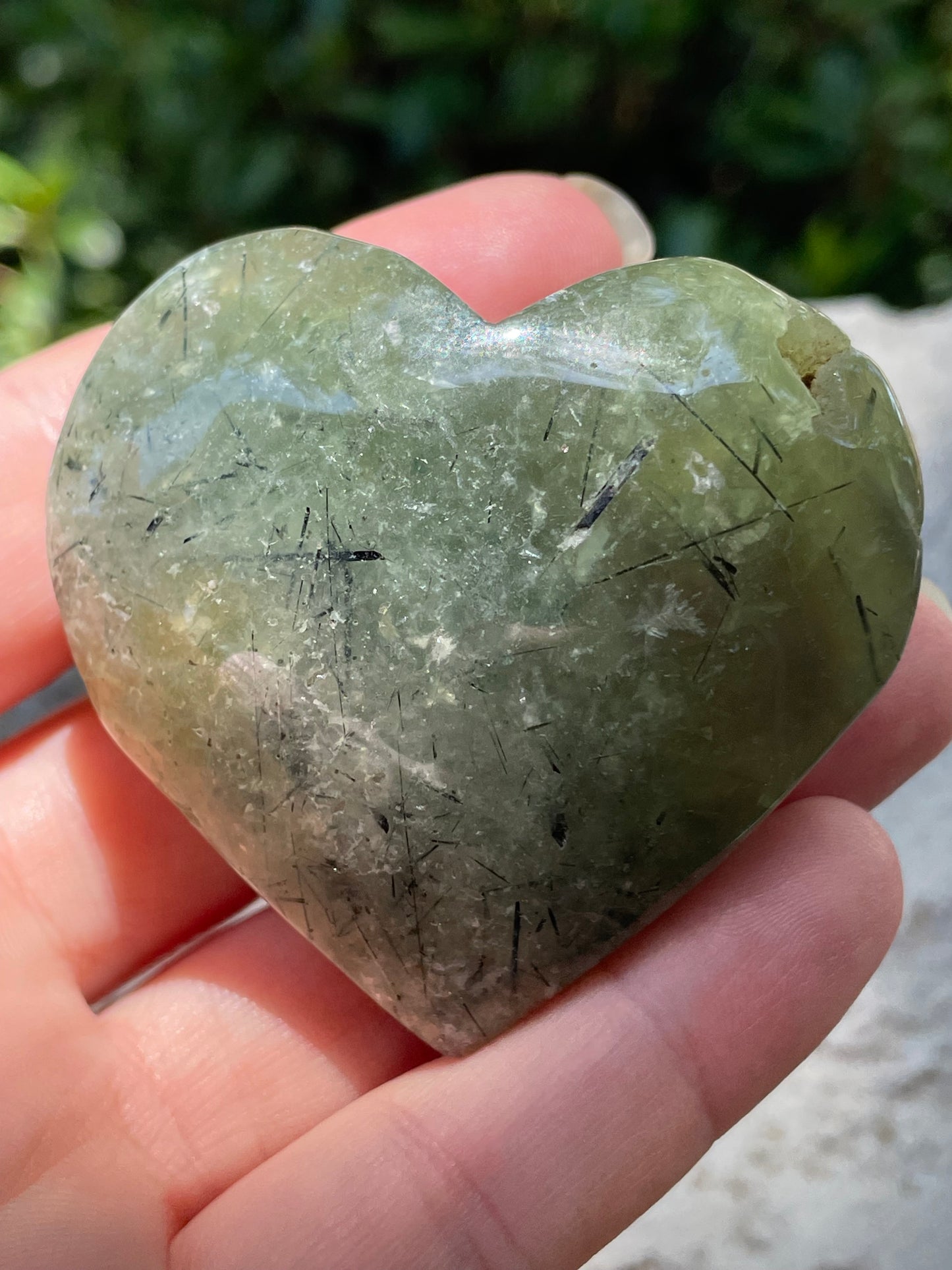 Prehnite with Epidote Crystal Hearts