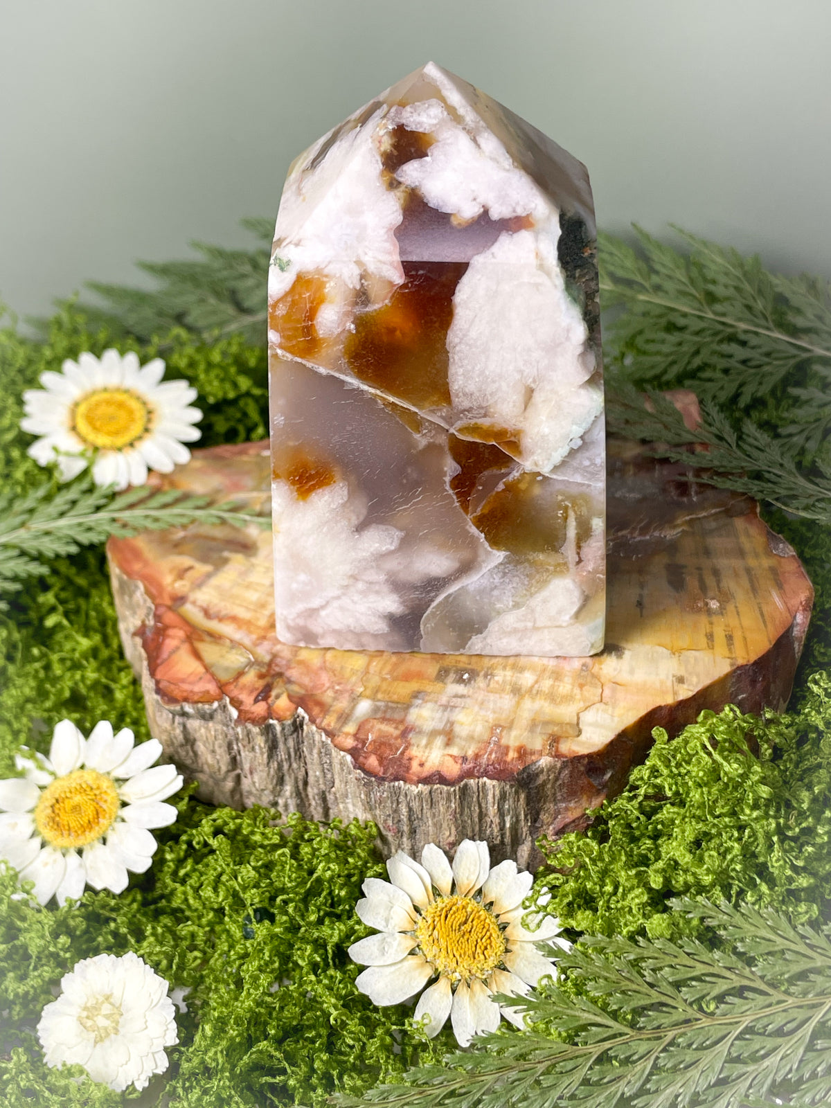 Flower Agate Crystal Tower