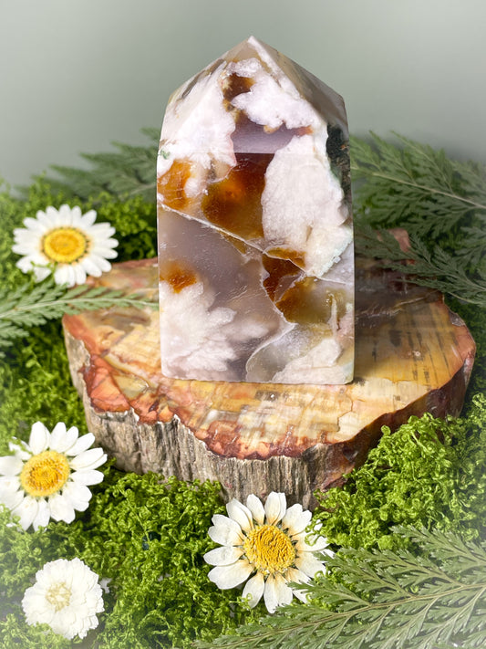 Flower Agate Crystal Tower