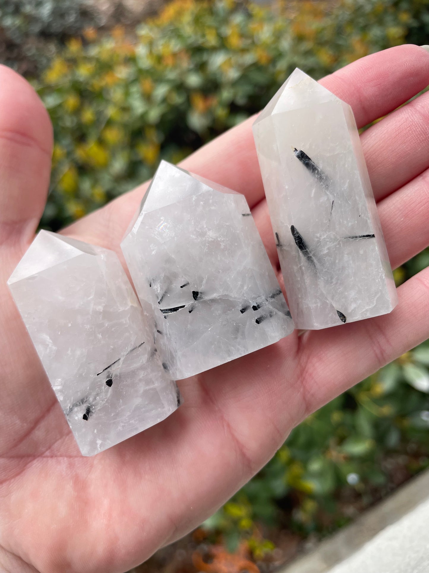 Black Tourmaline in Quartz Crystal Towers